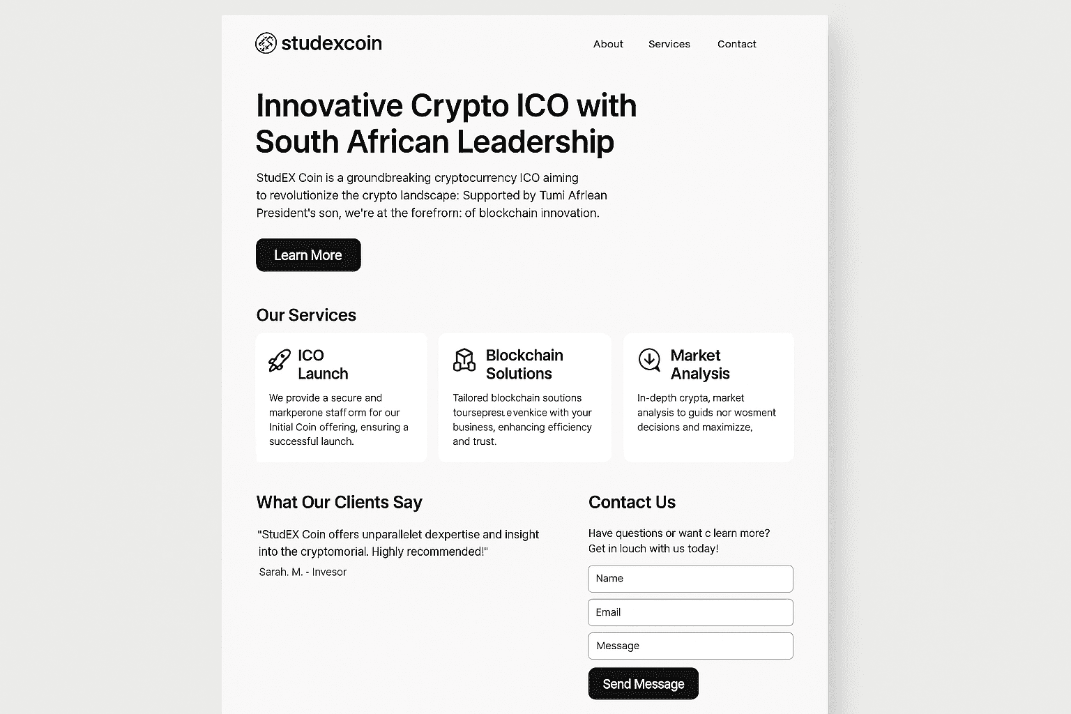 studexcoin.com website mockup